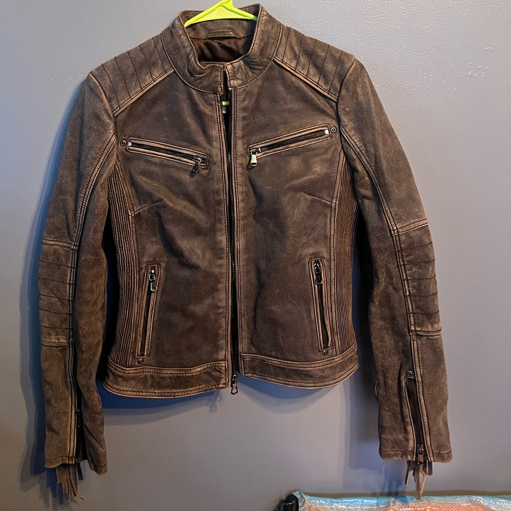 Brown leather jacket